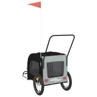 VidaXL Hondenfietstrailer oxford stof en ijzer zwart en grijs - thumbnail