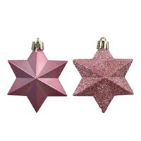 Ster kunststof L9b9h12,3 cm pink 12 st Shatterproof Decoris - Decoris - thumbnail