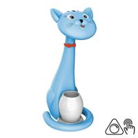 LED Kinder Nachtlamp - Tafellamp - Kat - Aanpasbare Kleur - Blauw - Touch - Dimbaar - thumbnail