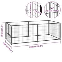Hondenkennel 200x100x70 cm staal zwart - thumbnail