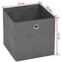 Opbergboxen 4 st 32x32x32 cm nonwoven stof grijs - thumbnail
