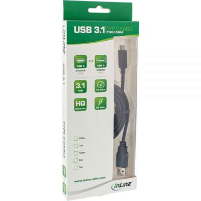 InLine 1m, USB3.1-C/USB3.1-A 1m USB C USB A Zwart