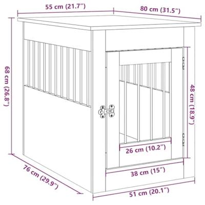 Hondenbench 55x80x68 cm bewerkt hout oud houtkleurig