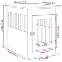 Hondenbench 55x80x68 cm bewerkt hout oud houtkleurig - thumbnail