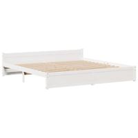 Bedframe met hoofdeinde zonder matras 200x200 cm wit - thumbnail