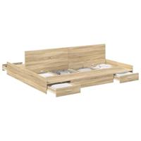 Opbergbedframe met lade Sonoma eiken 200 x 200 cm Bewerkt hout - thumbnail