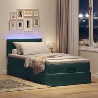 Ottoman bed met matras en LED's 120x200cm fluweel donkergroen - thumbnail