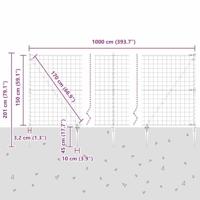 VidaXL Hek met paal groen 1,5 x 10 m staal - thumbnail