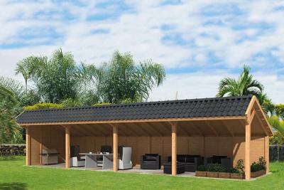 Tuindeco Bergen XL Kapschuur type 10 1302x452 cm Lariks/Douglashout blank- Kapschuurdak- Onbehandeld lariks Douglas hout- Tuindeco Tuindeco Bergen XL Kapschuur type 10 1302x452 cm Lariks/Douglashout blank- Kapschuurdak- Onbehandeld lariks Douglas hout- Tuindeco