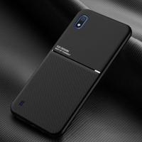 Voor Samsung Galaxy A10 Classic Tilt Strip Grain Magnetic Shockproof PC + TPU Case(Zwart) - thumbnail