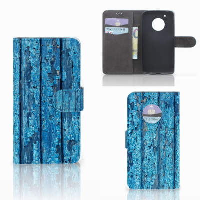 Motorola Moto G5 Plus Book Style Case Wood Blue