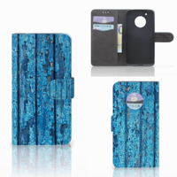 Motorola Moto G5 Plus Book Style Case Wood Blue - thumbnail