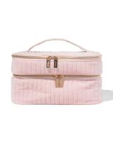 HEMA Beauty case 25x17cm velours rib roze - thumbnail