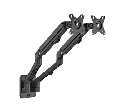 Dubbele monitorarm met gasveer (zwenkbaar), 17”-27” / 7 kg