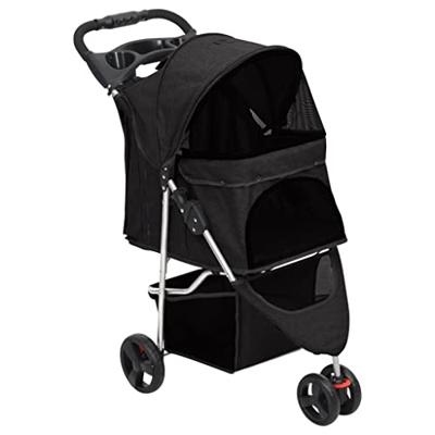VidaXL Hondenwagen inklapbaar 80x46x98 cm oxford stof zwart VidaXL Hondenwagen inklapbaar 80x46x98 cm oxford stof zwart