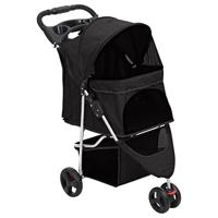 VidaXL Hondenwagen inklapbaar 80x46x98 cm oxford stof zwart - thumbnail