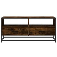 Salontafel 100x50x45 cm bewerkt hout en metaal gerookt eiken - thumbnail