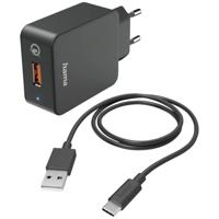 Hama Snellader Met Oplaadkabel USB-C Qualcomm® 19,5 W 1,5 M Zwart - thumbnail