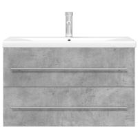 2-delige Badkamermeubelset bewerkt hout betongrijs - thumbnail