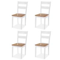 Eetkamerstoelen 4 st massief rubberwood wit - thumbnail