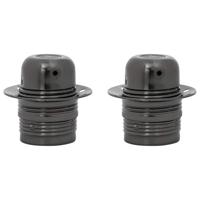 Lamphouders 2 st glanzend zwart E27 - thumbnail