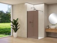 Inloopdouche Van Rijn Products ST01 90x200 cm 8 mm Brons Rookglas Incl. Beslag met Muurprofiel en Stabilisatiestang Mat Zwart - thumbnail
