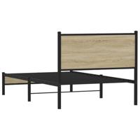 Bedframe met hoofdbord metaal sonoma eikenkleurig 100x200 cm - thumbnail
