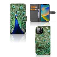 Apple iPhone 14 | Telefoonhoesje | Met pasjeshouder | Pauw - thumbnail