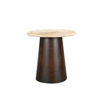 Sohome Ronde Bijzettafel 'Bailey' Mangohout en Travertin, 44cm - thumbnail