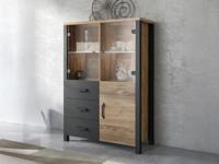 Hoge commode OLIANNE 3 deuren 3 lades appenzeller sparren/zwart - thumbnail