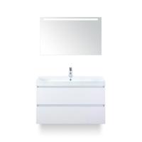 Maxx XL Badmeubelset 100 cm - Wit Hoogglans - Wastafel Just 1 kraangat - met LED Spiegel - thumbnail