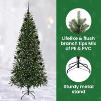 VidaXL Kunstkerstboom met 300 led met standaard groen 210 cm pe en pvc - thumbnail