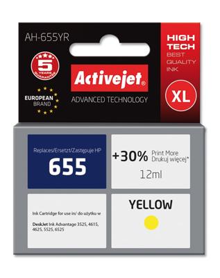 Activejet AH-655YR inkt (vervanging HP 655 CZ112AE; Premium; 12 ml; geel)