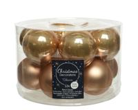 Decoris Kerstbal glas 12st camel 5cm - thumbnail