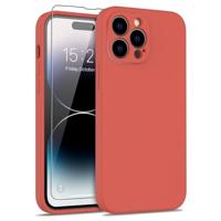 Lunso - iPhone 15 Pro - Hoesje Flexibel silicone Backcover - Rood - thumbnail
