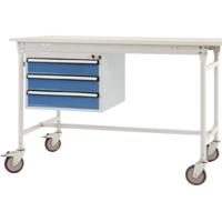 Manuflex ZB4632.0002 Behuizing onderbouw mobiel, gebruiksh 3 lades mm met de kleurcombinatie HF0002 = behuizing lichtgrijs RAL 7035 en lades in stralend blauw - thumbnail