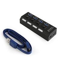 Gembird UHB-U3P4-22 USB 3.0 Hub & Hub (Gen 1) Type A 5000 Mbit/s, zwart - Hubs & Hub (USB 3.0 (3.1 Gen 1) Type-A, 5000 Mbit/s, zwart, voeding, 100 mm, 35 mm) - thumbnail