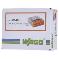 WAGO 2273-203-100 2273 Lasklem Flexibel: 0.5-2.5 mm² Massief: 0.5-2.5 mm² Aantal polen: 3 100 stuk(s) Transparant, Oranje Box