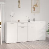 Dressoir 160x36x75 cm bewerkt hout hoogglans wit - thumbnail