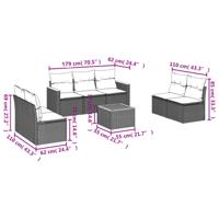 8-delige Loungeset met kussens poly rattan zwart - thumbnail