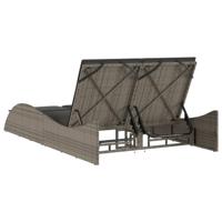 Ligbed met kussens 114x205x73 cm poly rattan grijs - thumbnail