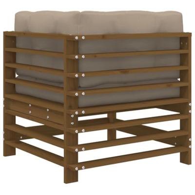 Hoekbanken 2 st met kussens massief grenenhout honingbruin