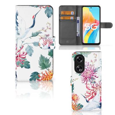 OPPO Reno8 T 5G | Telefoonhoesje | Met pasjeshouder | Bird Flowers