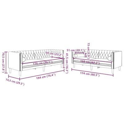 2-delige Loungeset Chesterfield en bolsters fluweel donkergrijs