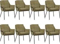 Set van 8 Olijfgroene leren industriële design eetkamerstoelen Mix - Kenia Leer Olive (olijfgroen leer) - thumbnail