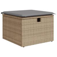 8-delige Loungeset met kussens poly rattan beige - thumbnail