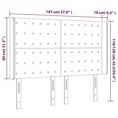 Hoofdbord met randen 147x16x118/128 cm stof lichtgrijs