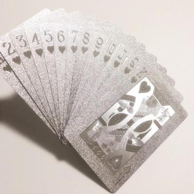 2 stuks waterdichte duurzaam zilver folie kunststof creatieve speelkaarten cadeau