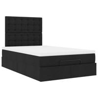 Ottoman bed met matras en LED's 120x190 cm stof zwart - thumbnail