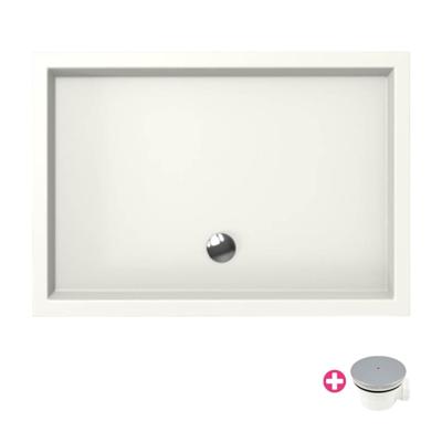 Douchebak Xenz Mariana | 100x75x4 cm | Incl.Afvoersifon-Chroom | Acryl | Rechthoekig | Wit mat Douchebak Xenz Mariana | 100x75x4 cm | Incl.Afvoersifon-Chroom | Acryl | Rechthoekig | Wit mat